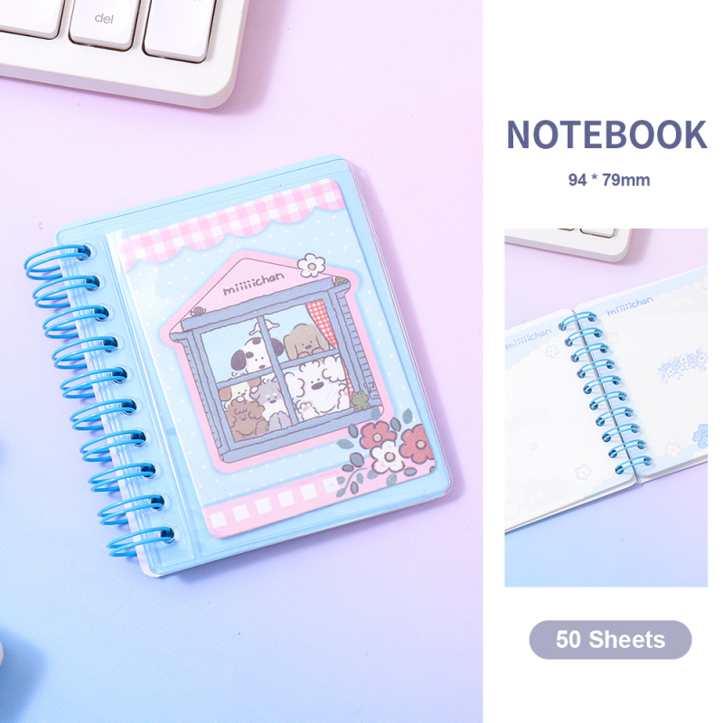 دفتر حلزوني مع حامل بطاقات PVC سلسلة ميييتشان بأوراق متنوعة 50 ورقة / 9479مم A (أزرق)