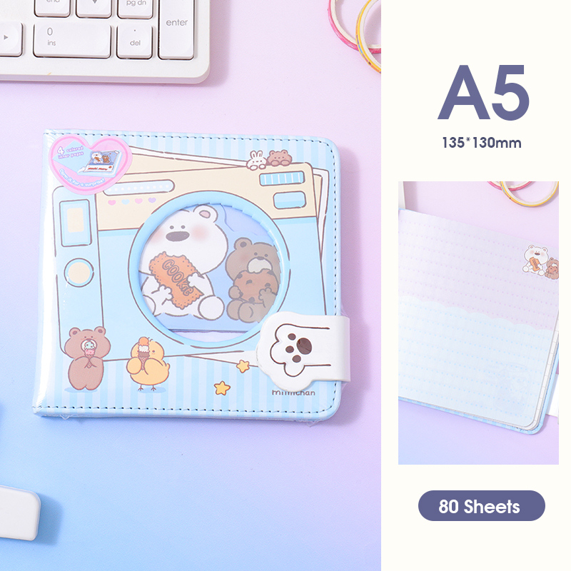 دفتر بغلاف مغناطيسي مجوف سلسلة مييتشان مع صفحات منسقة A5 عدد 80 ورقة (أزرق)