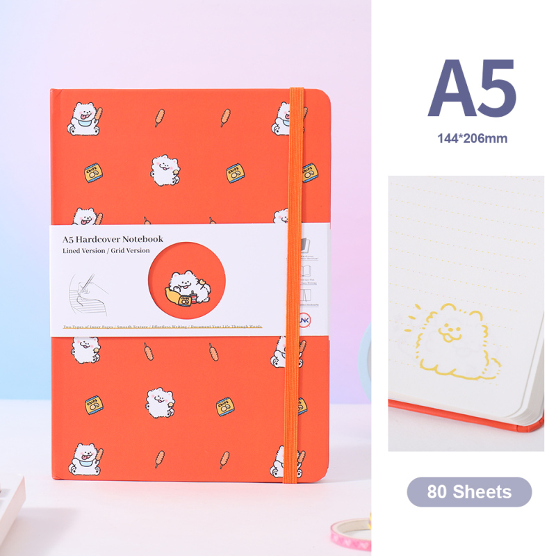 دفتر بغلاف مقوى سلسلة Bear Light Office مع صفحات منسقة 80 ورقة A5 (برتقالي)