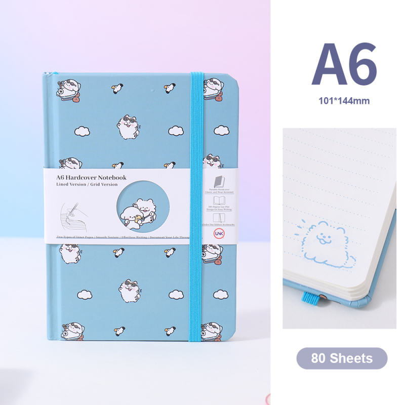 دفتر ملاحظات مقوى سلسلة مكتب الدب الخفيف بأوراق متنوعة 80 ورقة A6 (أزرق)