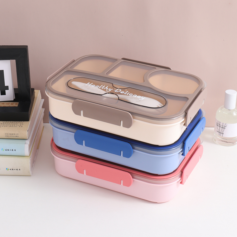 علبة غداء مقسمة محكمة الإغلاق مستطيلة
