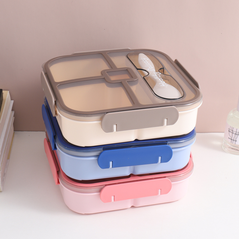 علبة غداء مربعة مقسمة محكمة الإغلاق