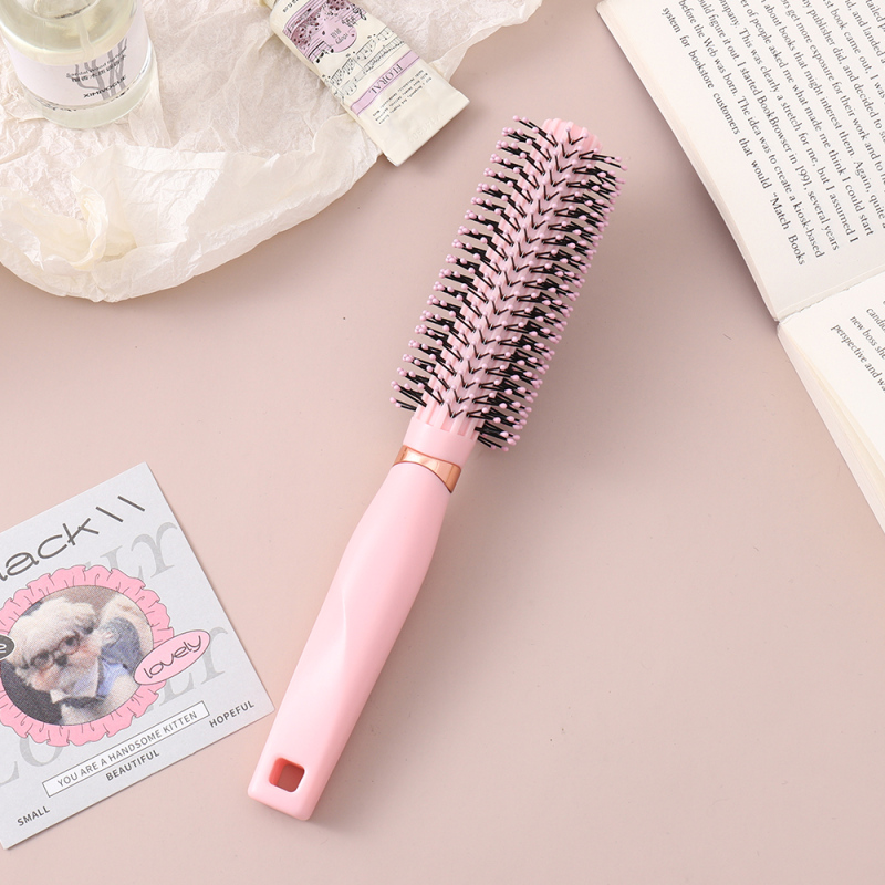 فرشاة تجعيد بمقبض قابل للطي (وردي وردي)