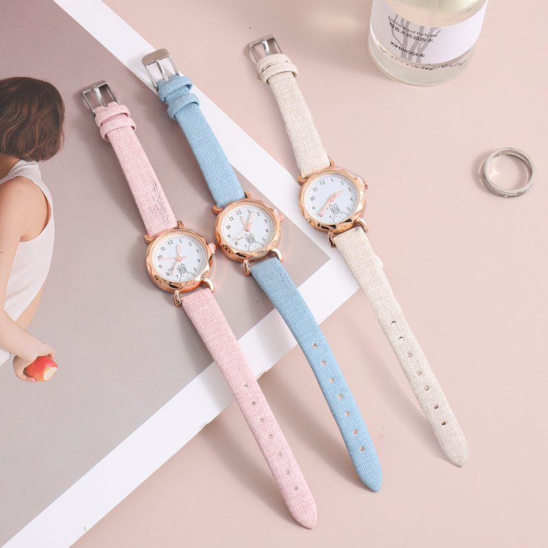 ساعة يد أنيقة جلد PU تصميم الأرنب