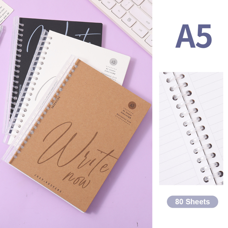 دفتر أوراق مفكوكة WRITE NOW مبطن مقاس A5 عدد 80 ورقة