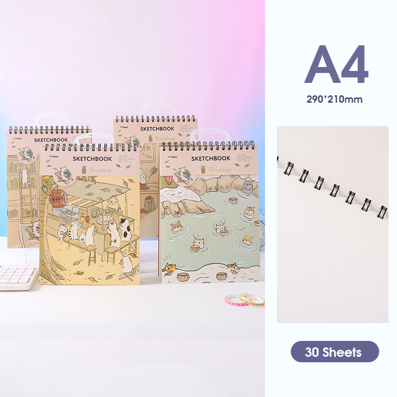 دفتر رسم صفحات فارغة شكل قطة لطيفة A4 عدد 30 ورقة