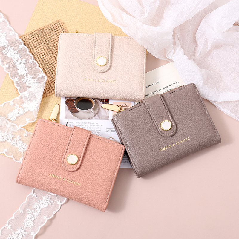 محفظة نسائية مزدوجة الطي بإبزيم ميكا عصري