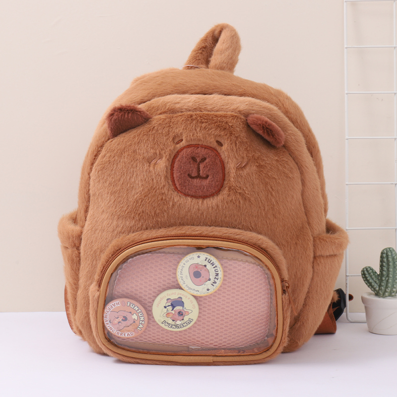 حقيبة كتف شفافة بشارة الكابيبارا (كاكي)