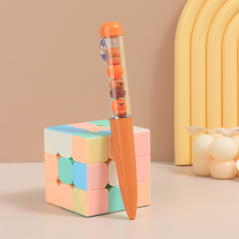 قلم جل متراكم سلسلة الكابيبارا والبرتقال 0.4 مم أسود (بني)