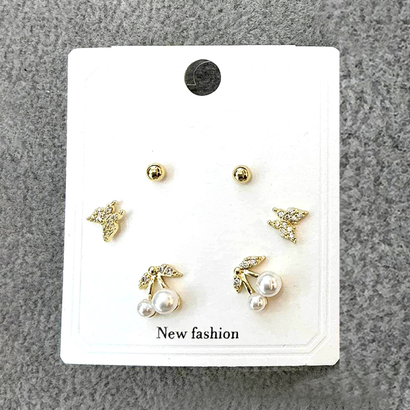 طقم أقراط الكرز الرقيقة 3 أزواج رقم 01