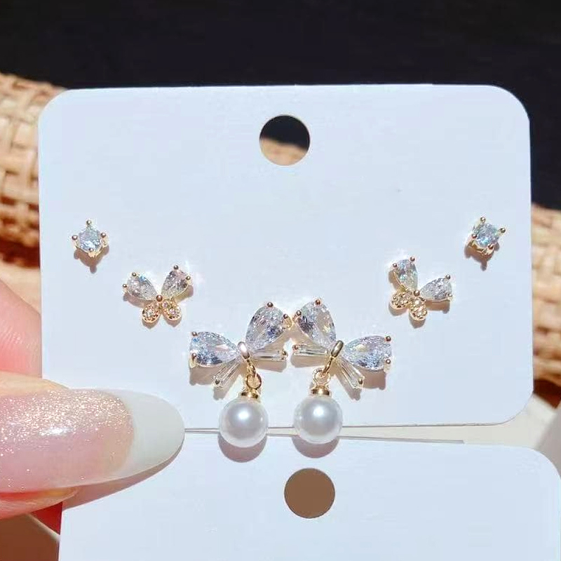 طقم أقراط أنيقة بعقدة 3 أزواج رقم 32