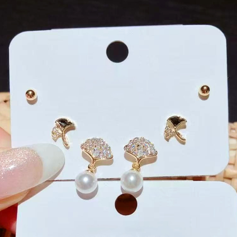 طقم أقراط أنيقة على شكل مروحة 3 أزواج رقم 44