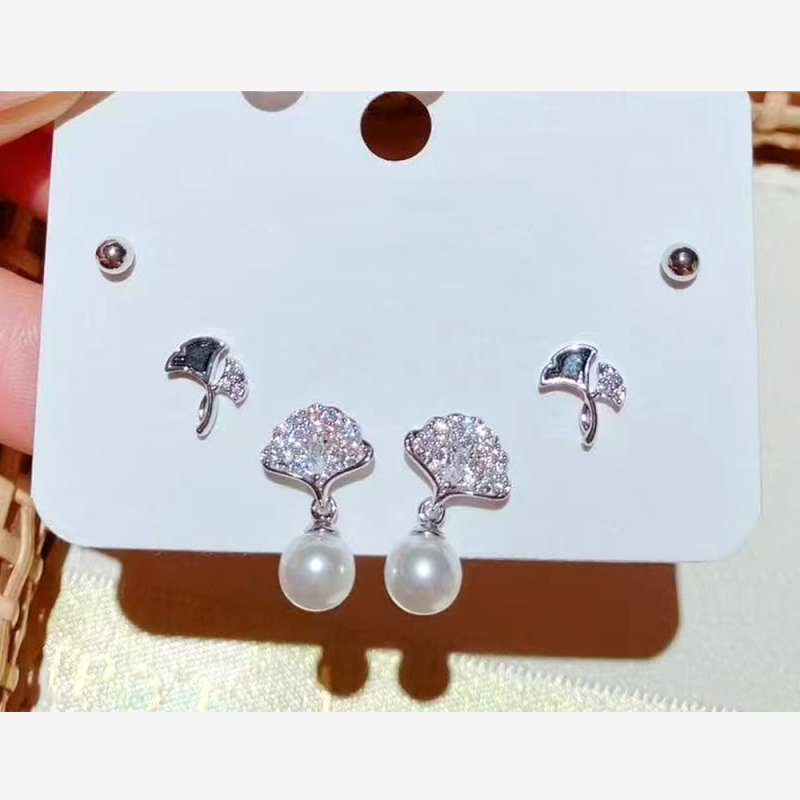 طقم أقراط أنيقة بشكل مروحة 3 أزواج رقم 45