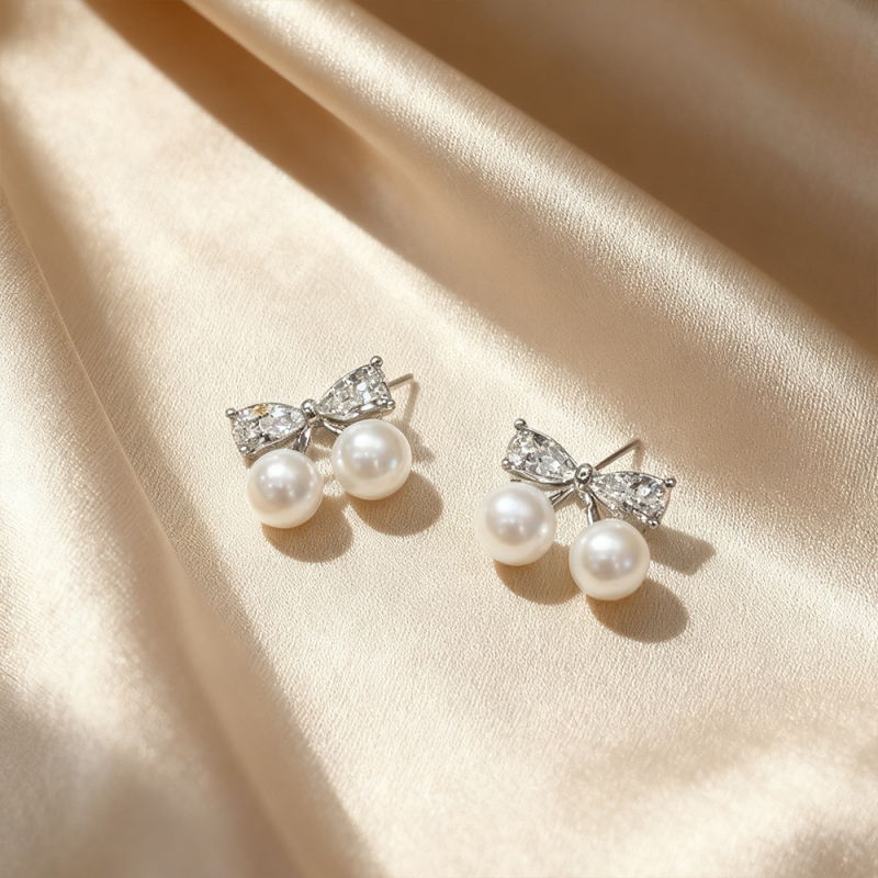 أقراط كرز لؤلؤ بإبرة فضة 925