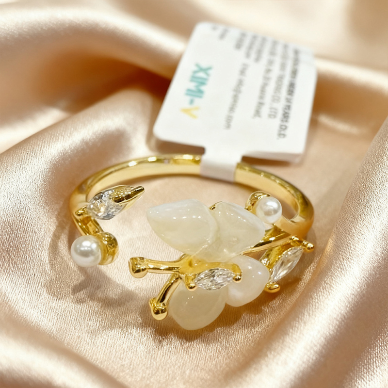 خاتم مفتوح لؤلؤ الفراشة