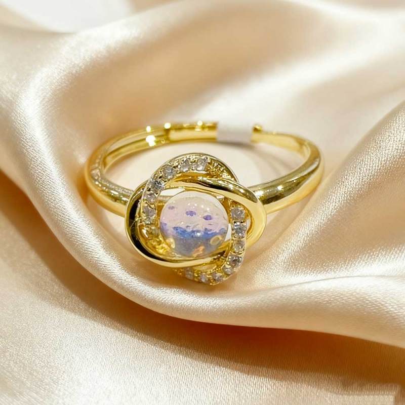 خاتم مفتوح زركون ذهبي