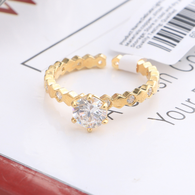 خاتم مفتوح زركون فاخر خفيف رقم 12