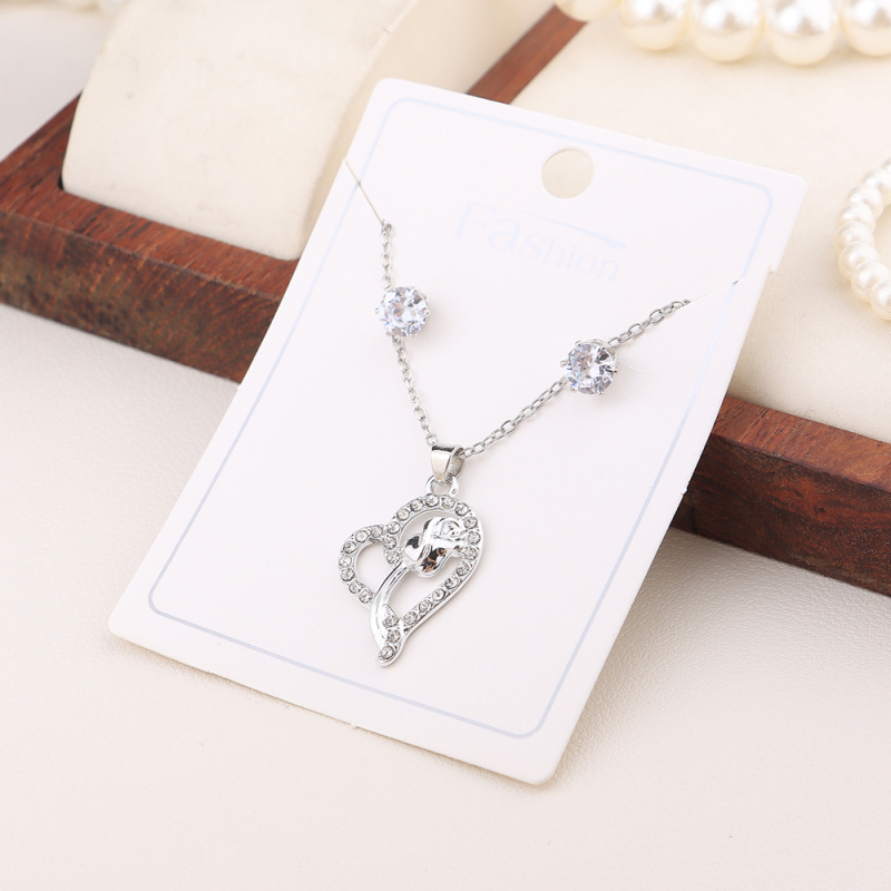 طقم مجوهرات أقراط وقلادة رقيقة رقم 12