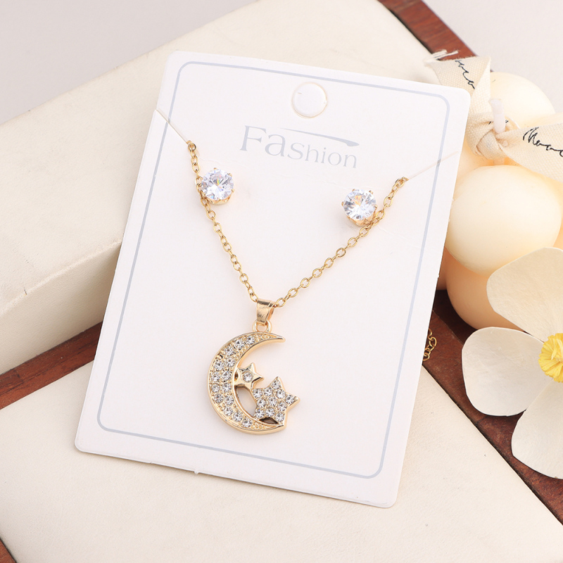 طقم مجوهرات أقراط وقلادة رقيقة رقم 48