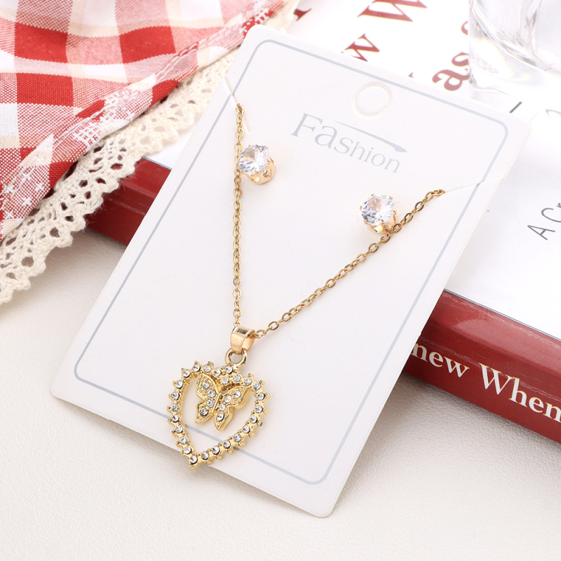 طقم مجوهرات أقراط وقلادة رقيقة رقم 51