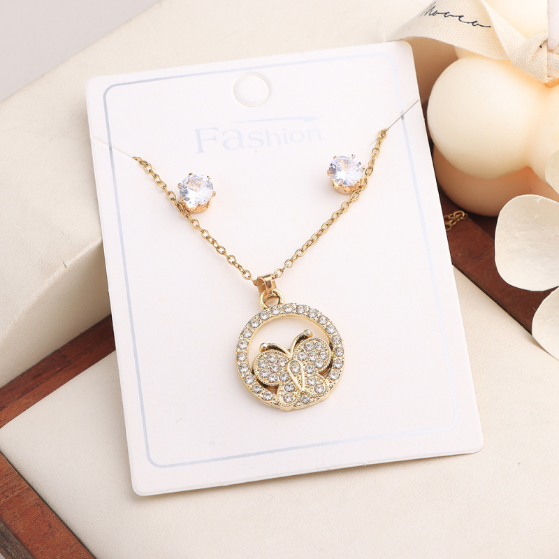 طقم مجوهرات أقراط وقلادة رقيقة رقم 63