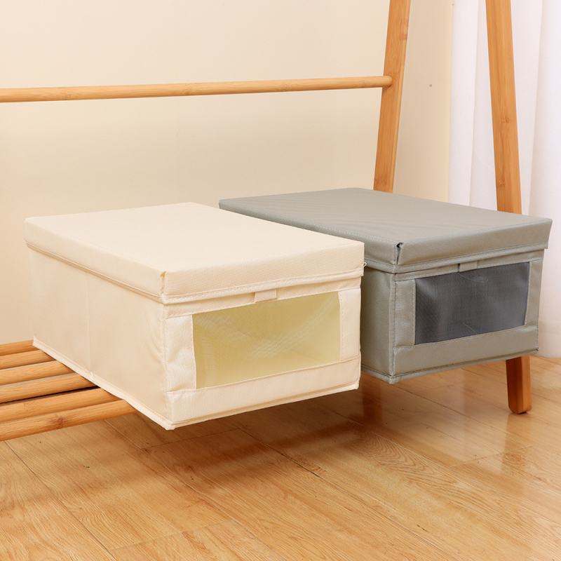 صندوق تخزين من القماش مع غطاء ونافذة (صغير)