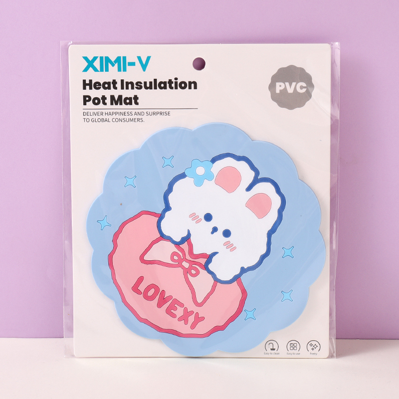 مفرش حرارة للأواني PVC سلسلة الأرنب الكريمي (أزرق)