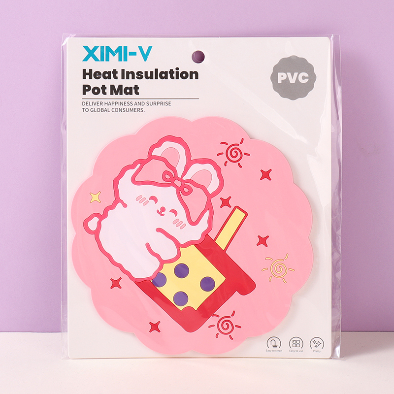 مفرش حرارة للأواني PVC سلسلة الأرنب الكريمي (وردي)