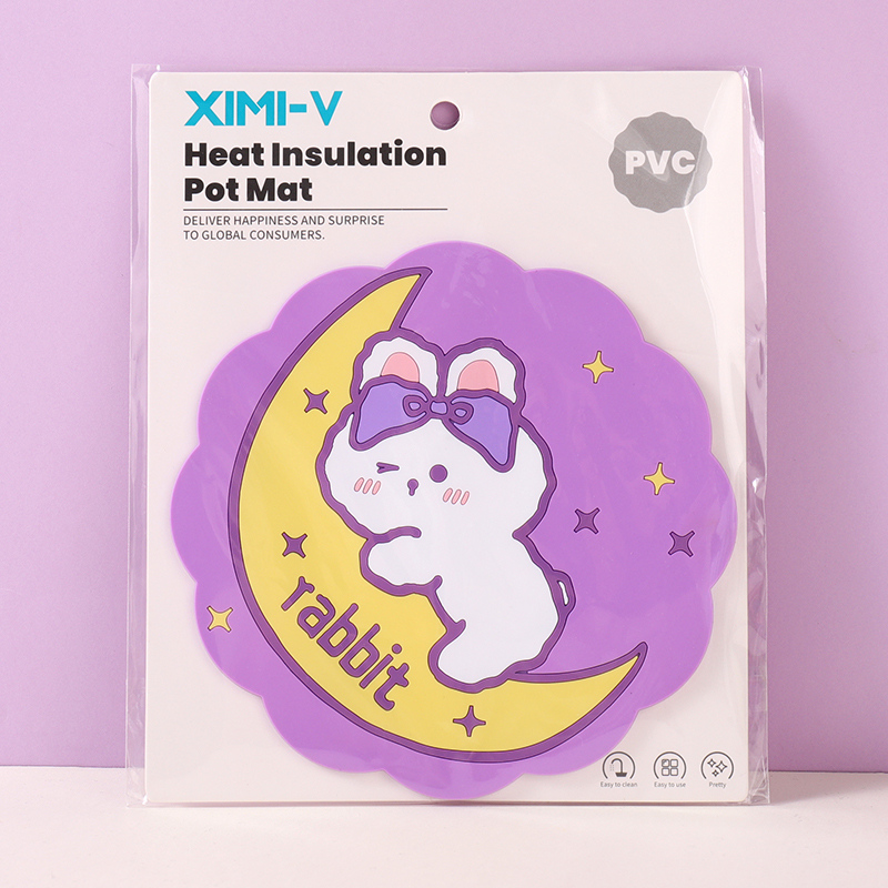 حصيرة مقاومة للحرارة من سلسلة الأرنب الكريمي PVC (بنفسجي)