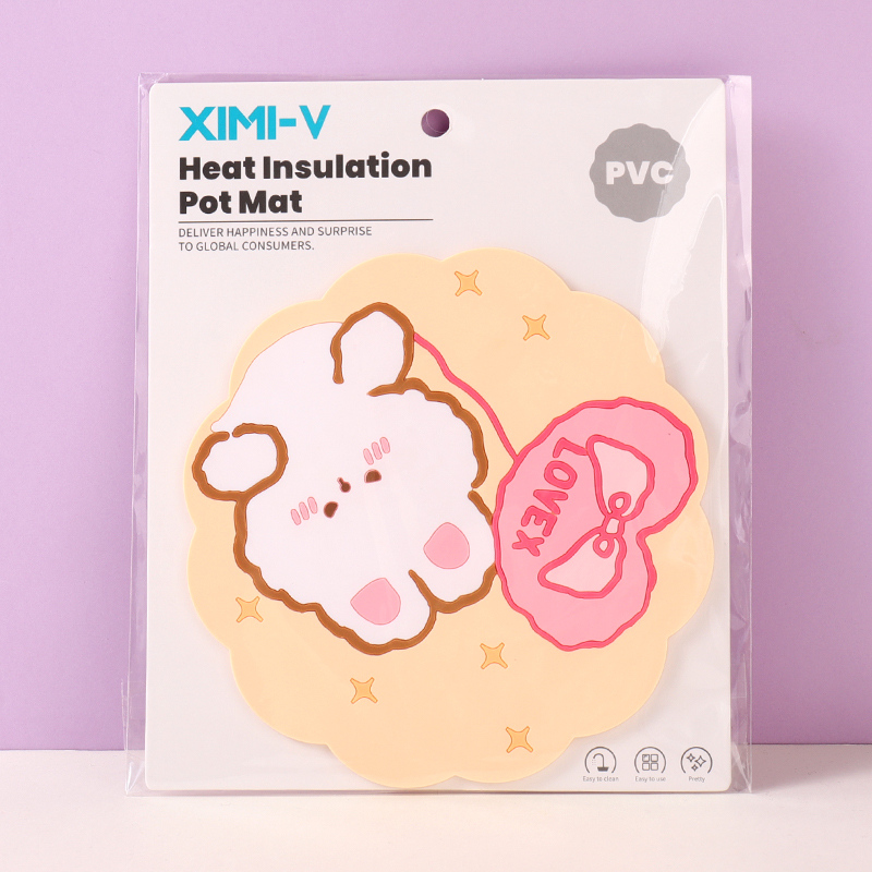 حصيرة مقاومة للحرارة من سلسلة الأرنب الكريمي PVC (أصفر)