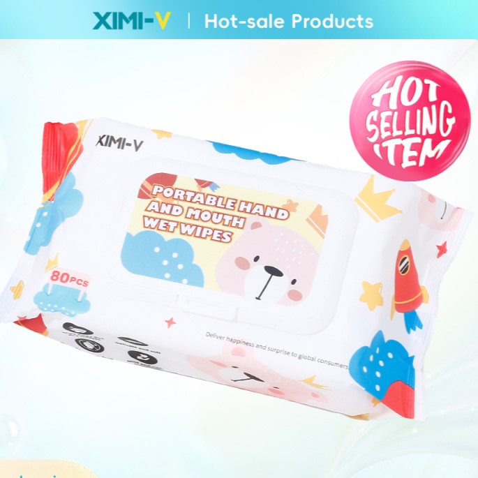 مناديل مبللة لليدين والفم سلسلة السماء المرصعة بالدببة (80 قطعة/كيس)