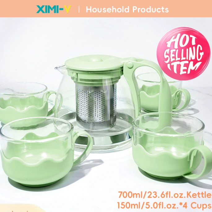 طقم إبريق وأكواب كلاسيكي 5 قطع (أخضر)