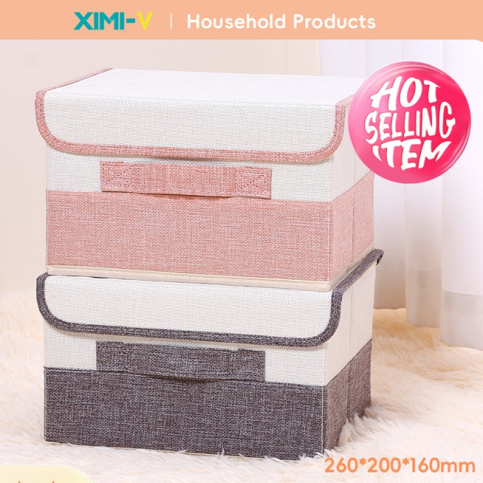 سلة تخزين قماشية موحدة اللون بتفصيل (صغير)