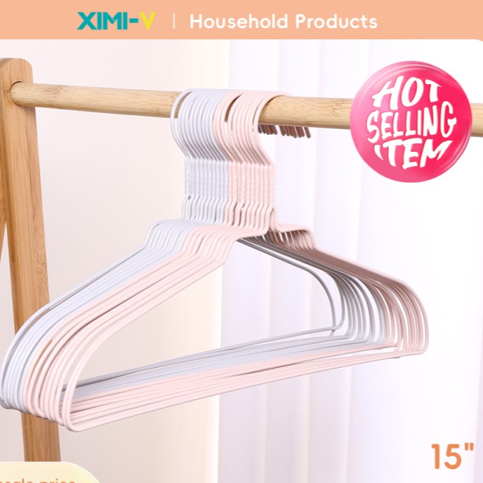 علاقة ملابس بطبقة بلاستيكية مقاس 15 إنش (10 قطع)