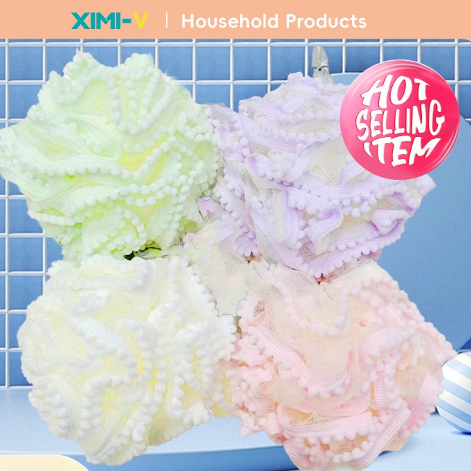 ليفة استحمام بولكا دوت بالدانتيل