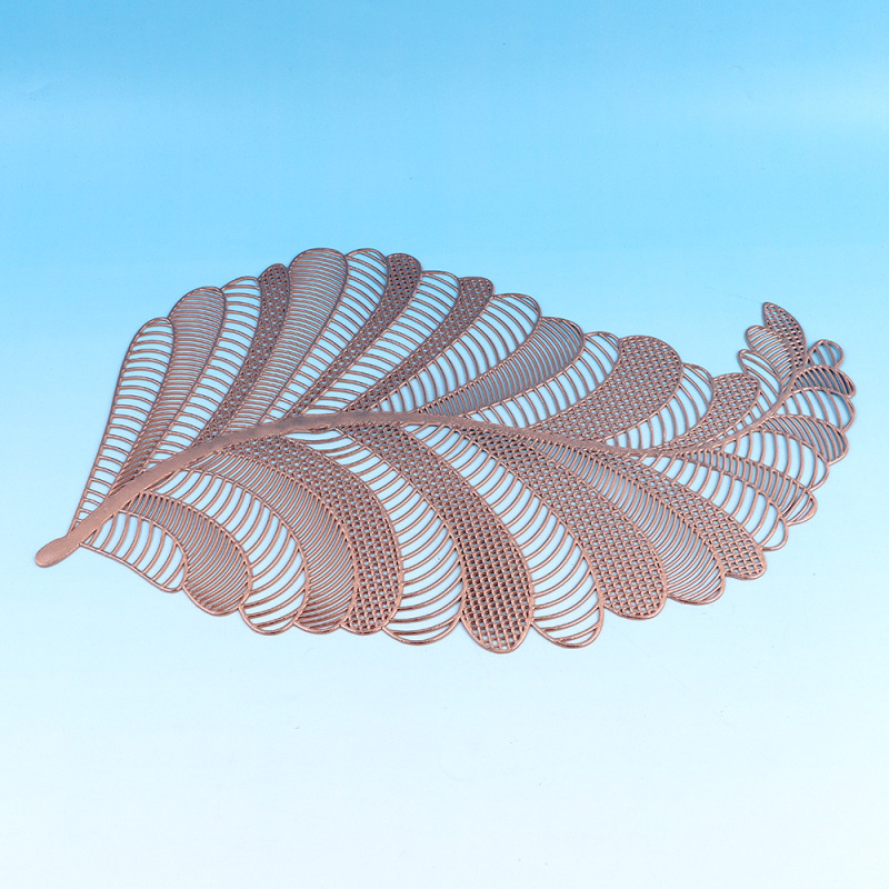 حصيرة PVC بشكل ورقة بتصميم كلاسيكي رجعي (ذهب وردي)