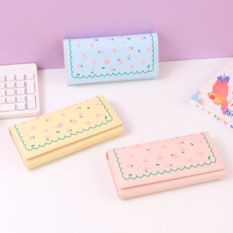 محفظة طويلة متعددة الوظائف أنيقة بنقشة الزهور للنساء