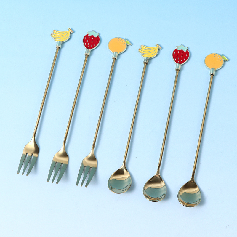 ملعقة/شوكة قهوة بمقبض فاكهة