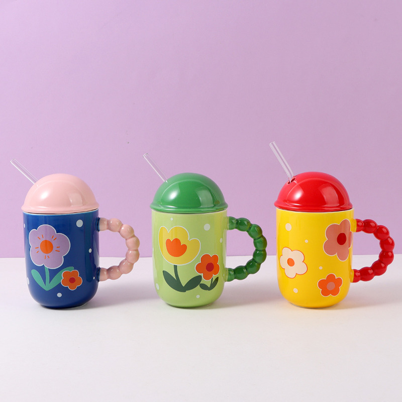 كوب سيراميك أزهار إبداعية