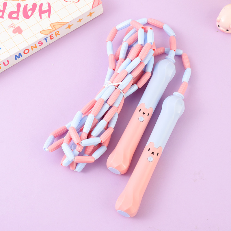 حبل قفز بحامل قلم على شكل قطة (أزرق فاتح - وردي)