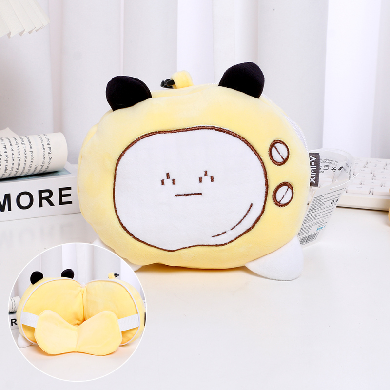 قناع عين تلفزيوني مضحك مع وسادة على شكل عظمة 2 في 1 (أصفر)