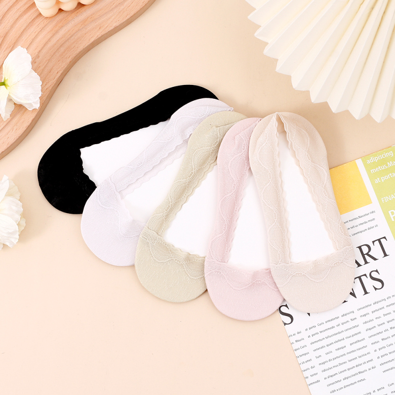 جوارب نسائية غير مرئية ناعمة من الدانتيل المريح (زوجان)