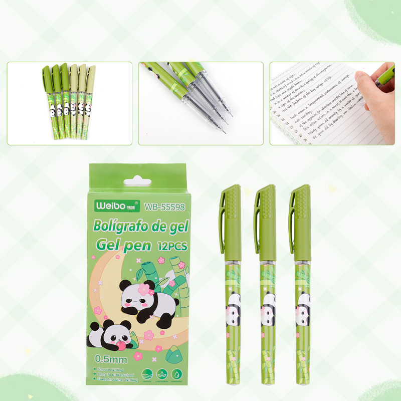 طقم أقلام جل سلسلة بوبيو اليومي 0.5مم أسود 12 قطعة